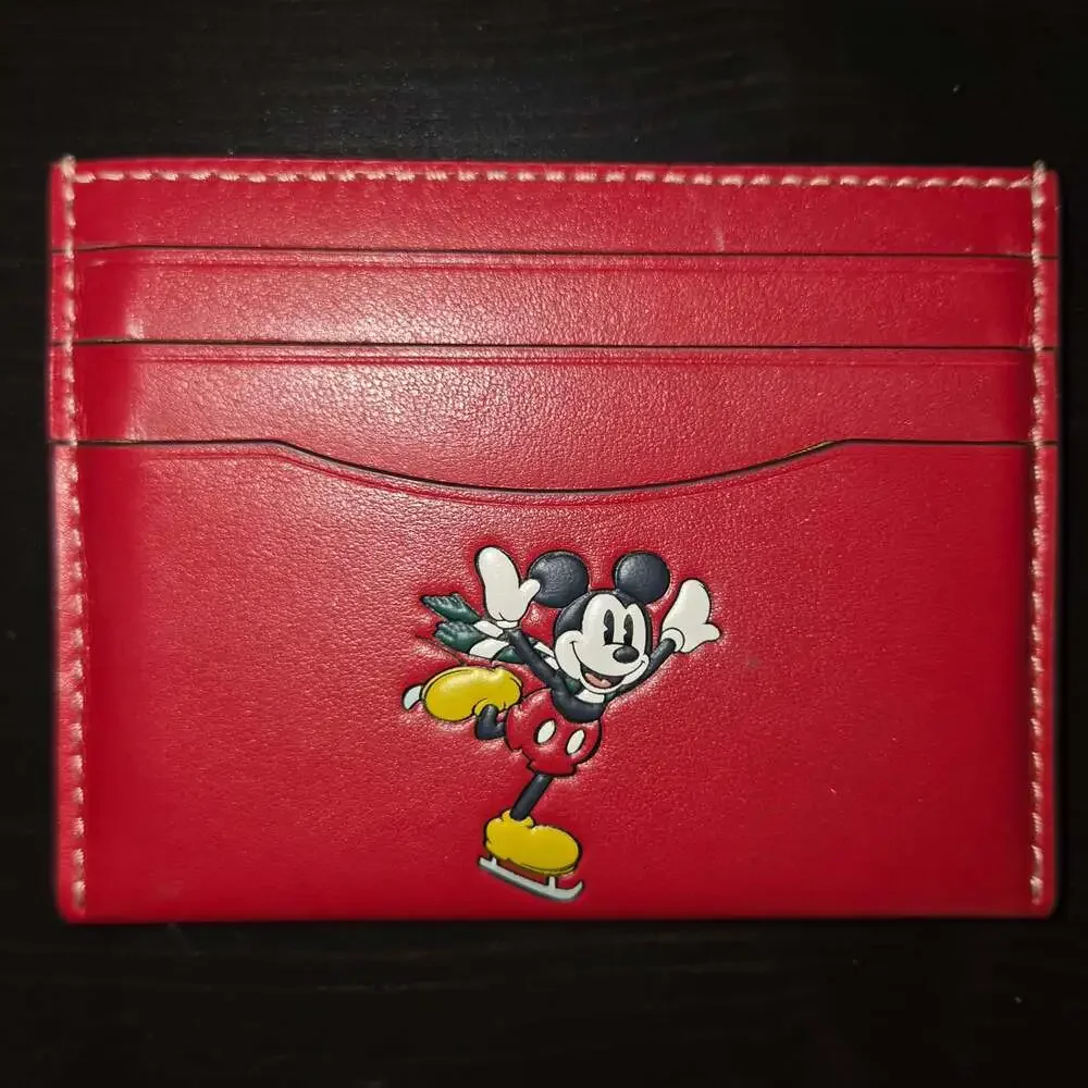 Coach Disney X Coach Slim Id Card Case With Mickey Mouse/Winter Motif